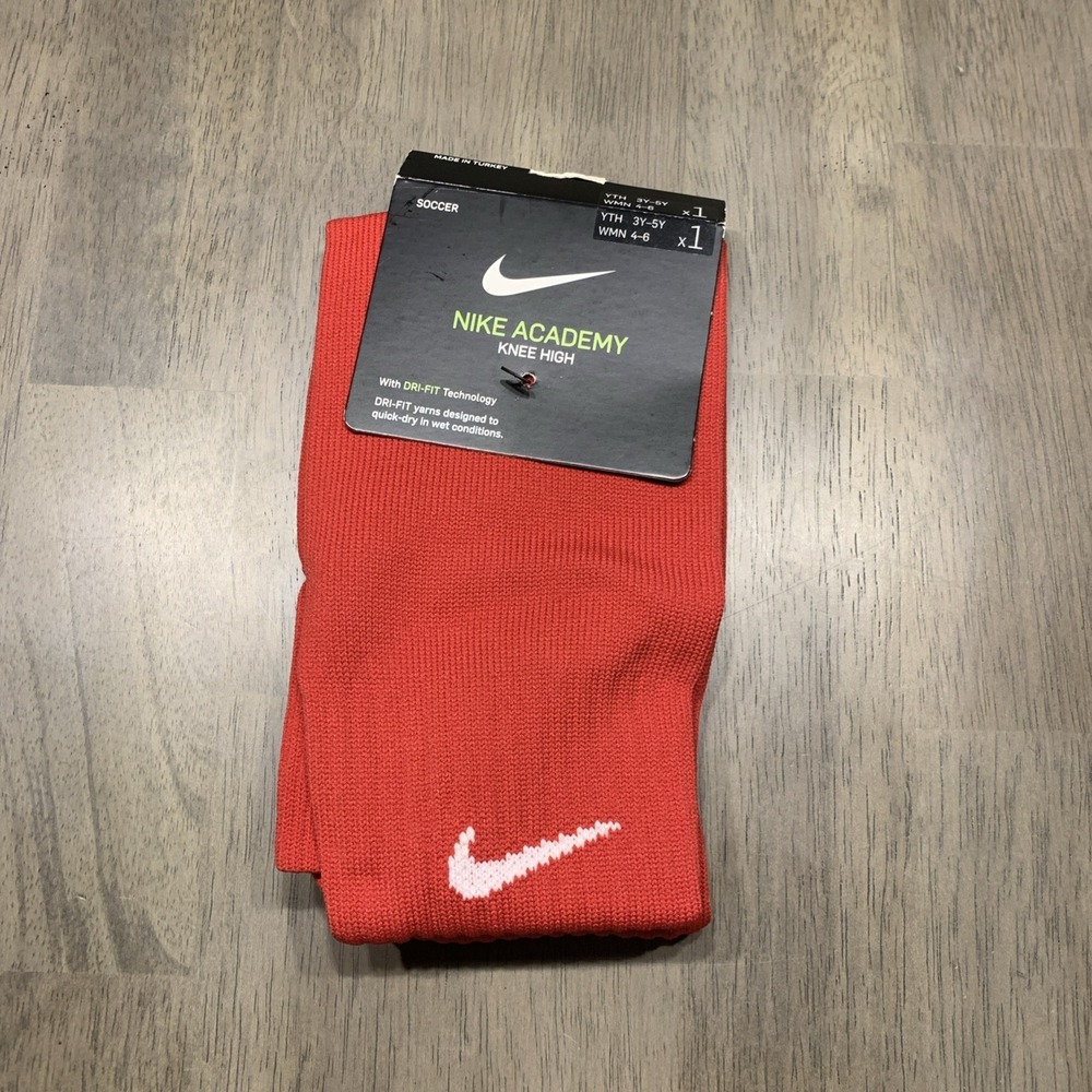 Nike Academy Knee High Soccer Socks Red Size YTH 3Y- 5Y New WT- (Womens Sz-4/6)